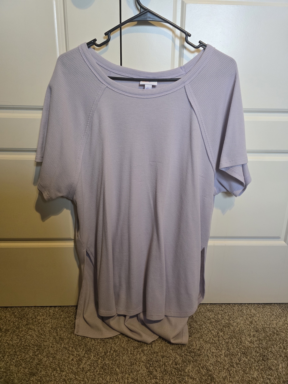 LuLaRoe Light Lavender Short Sleeve Waffle Knit Top